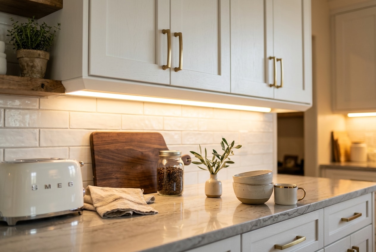 Dolap altı LED aydınlatma çözüm detayı